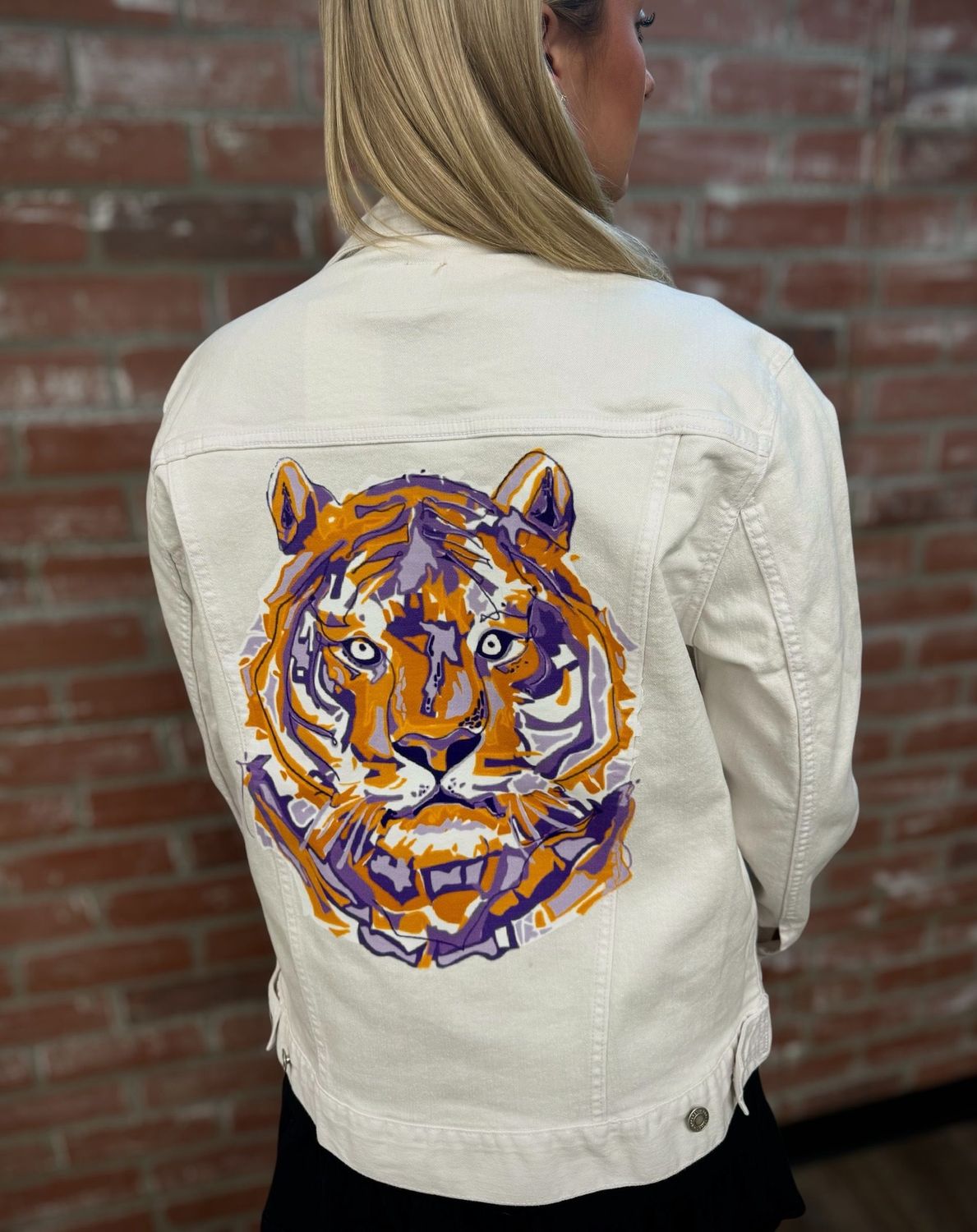 Tiger White Denim Jacket, Size: S