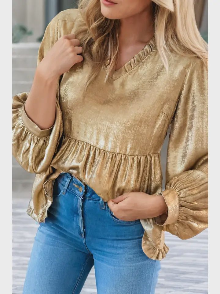 Metallic Babydoll Blouse