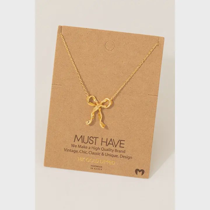 Long Ribbon Bow Necklace