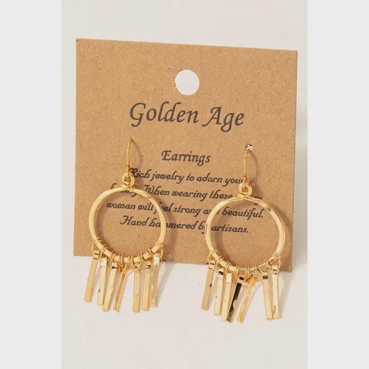 Round Bar Fringe Earrings