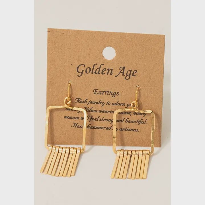 Square Bar Fringe Earrings