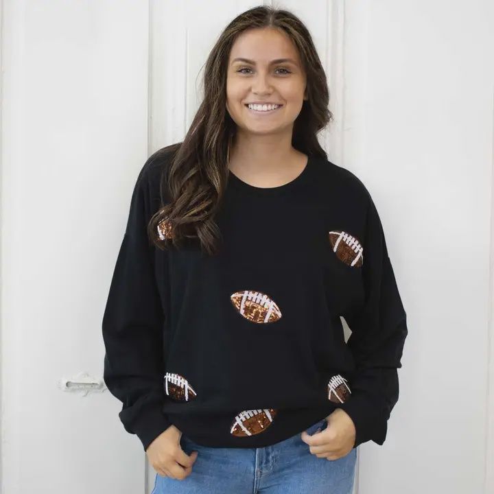 Sequin Football  Sweatshirt