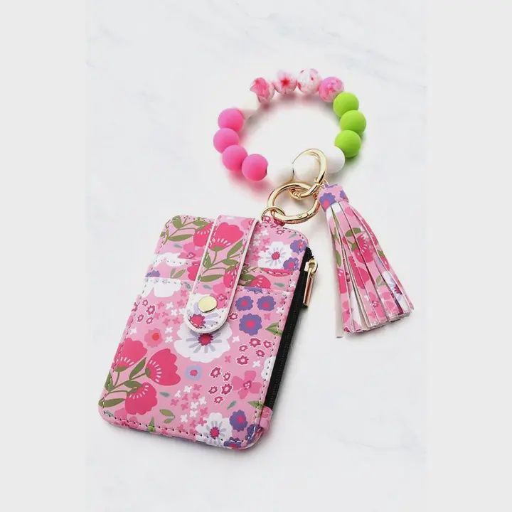 Keychain Floral Wallet, color: Lite Pink