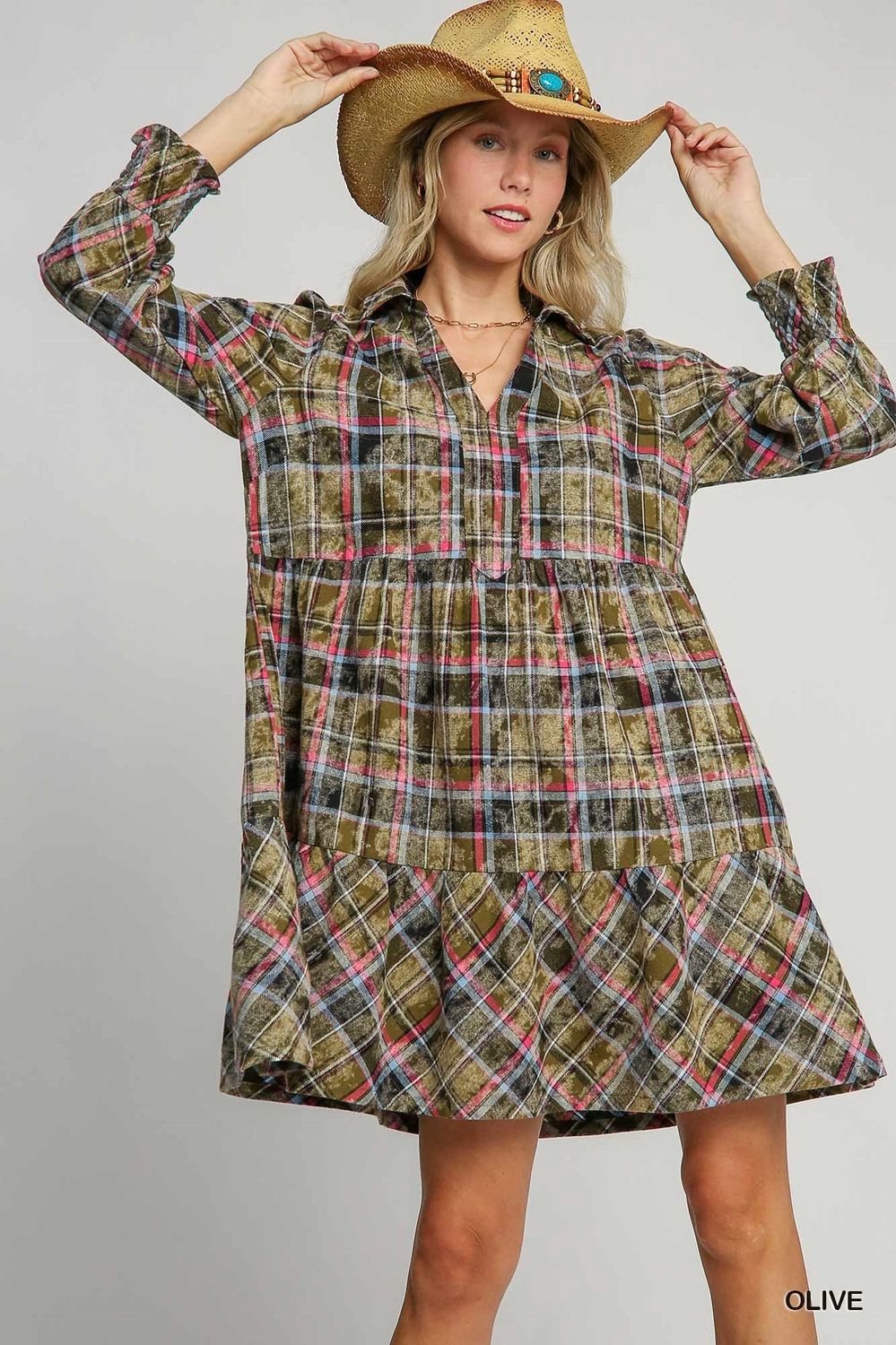 Plaid Collared Mini Dress