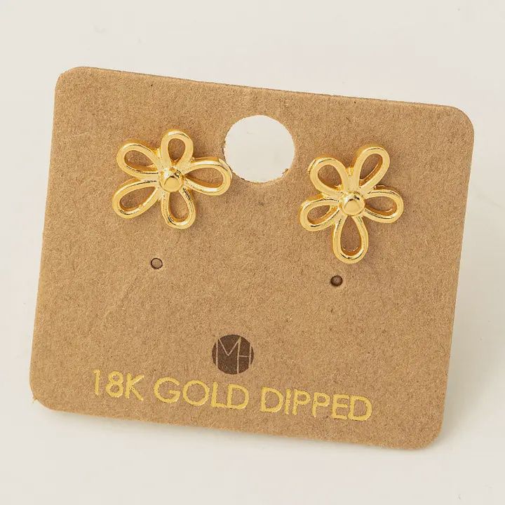Flower Studs, color: Gold