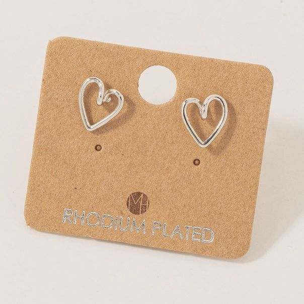 Silver Heart Studs