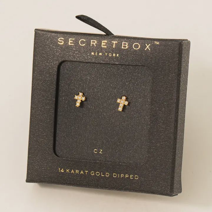 Mini Cross Studs, color: Gold