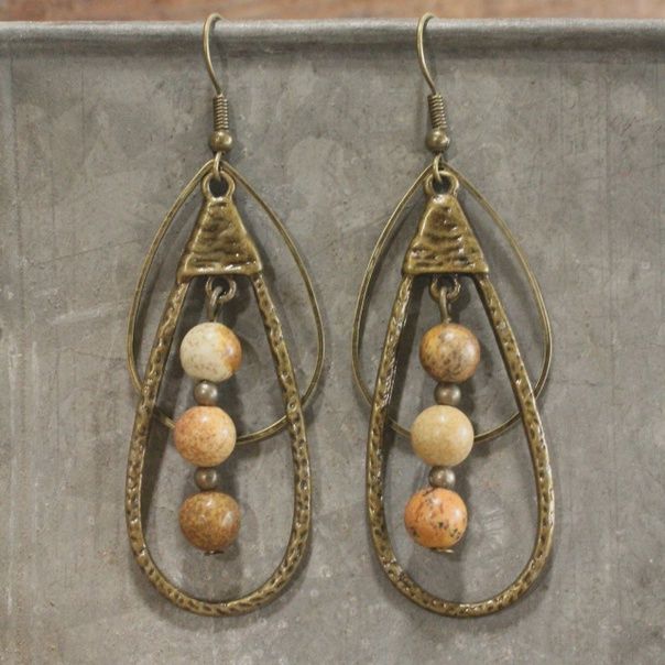 Bronze Teardrop Dangle Earrings