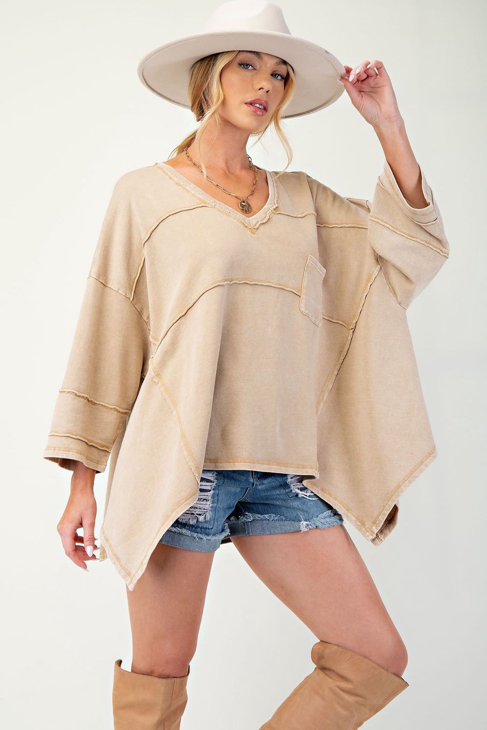 Mineral Washed Terry Knit Top