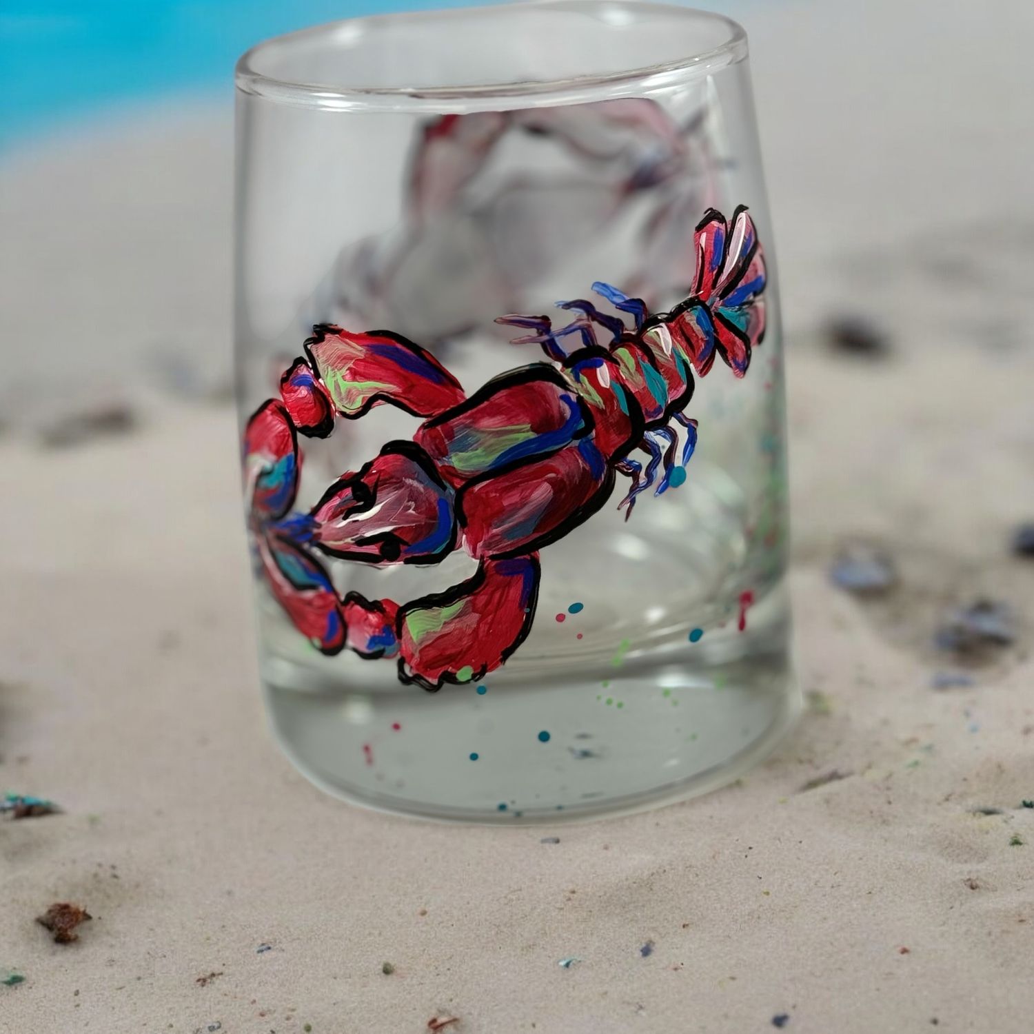 Hand Painted Highball Glasses, Style: Crawfish