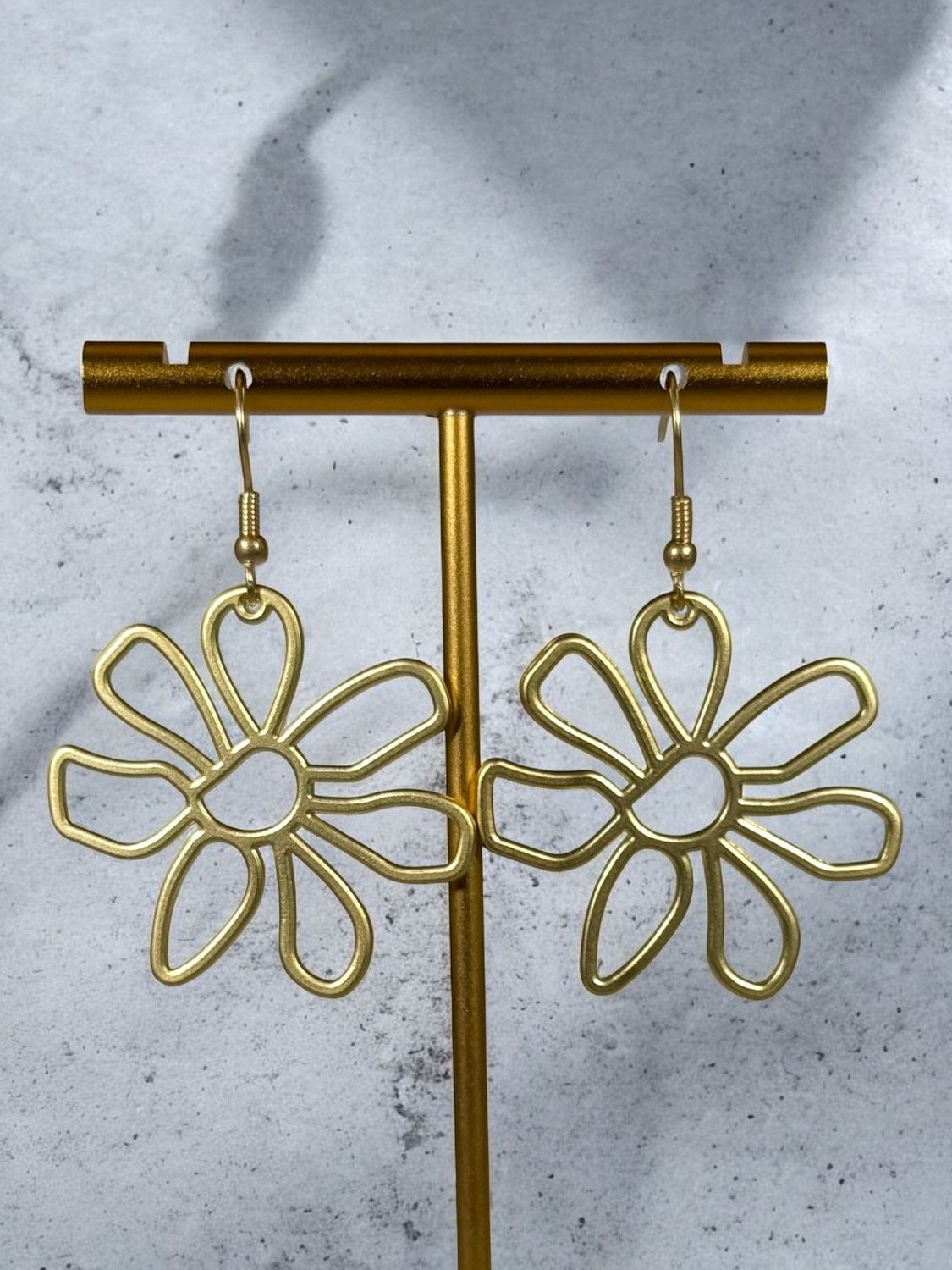 Matte Gold Open Flower Earrings