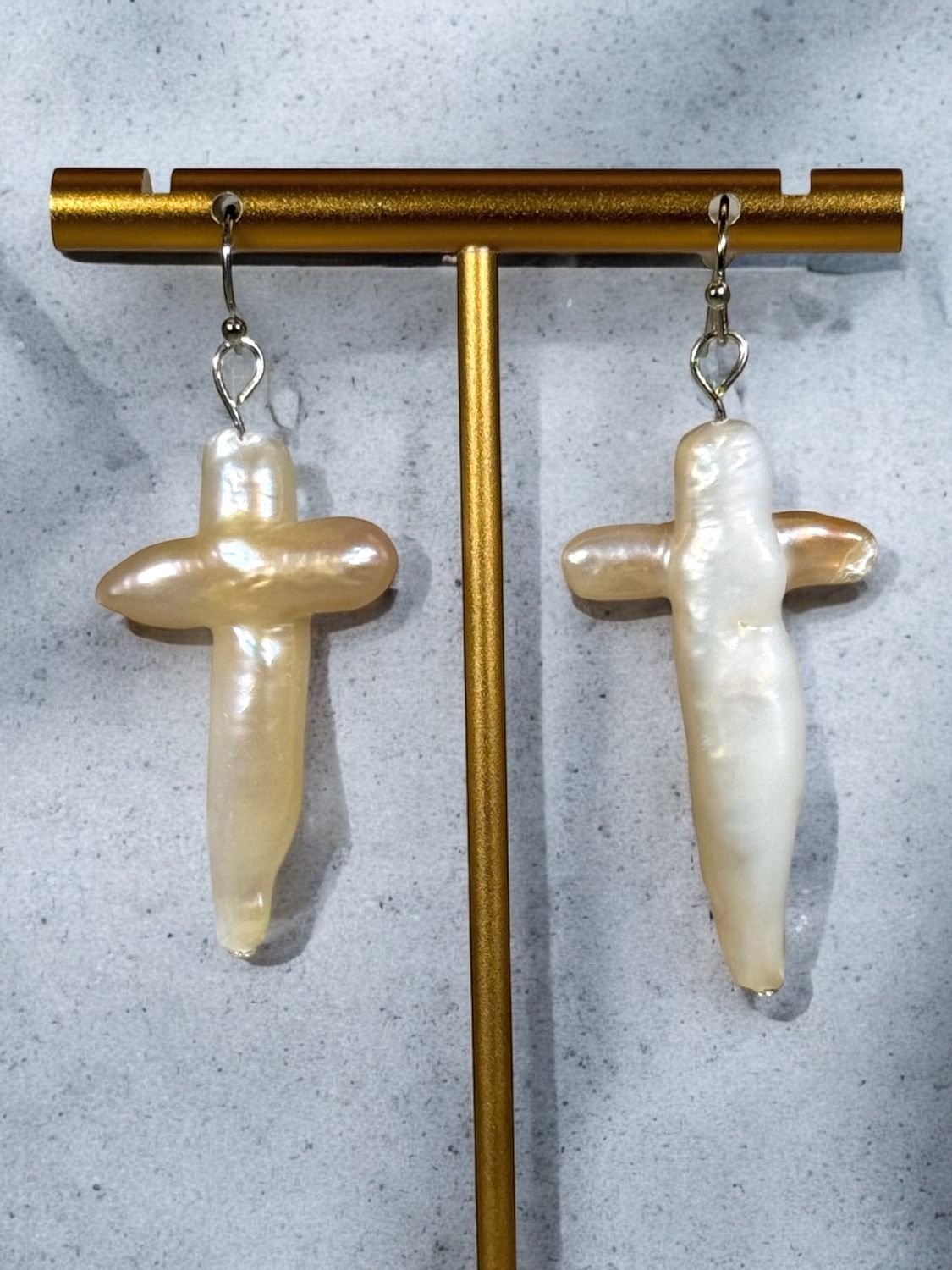 Freshwater Pearl Cross Earrings