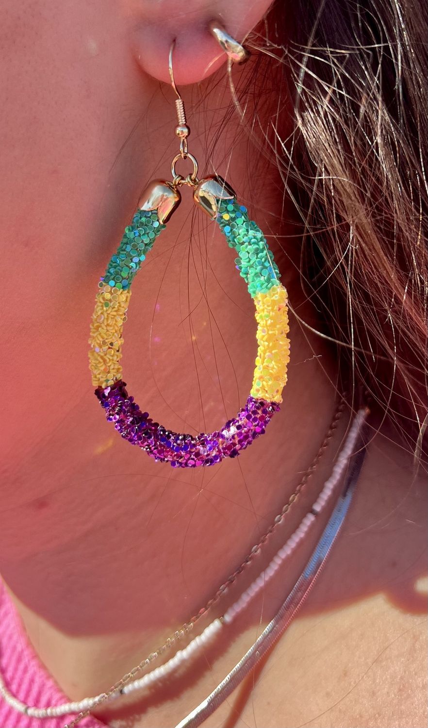 Glitter Teardrop Earring, color: Mardi Gras