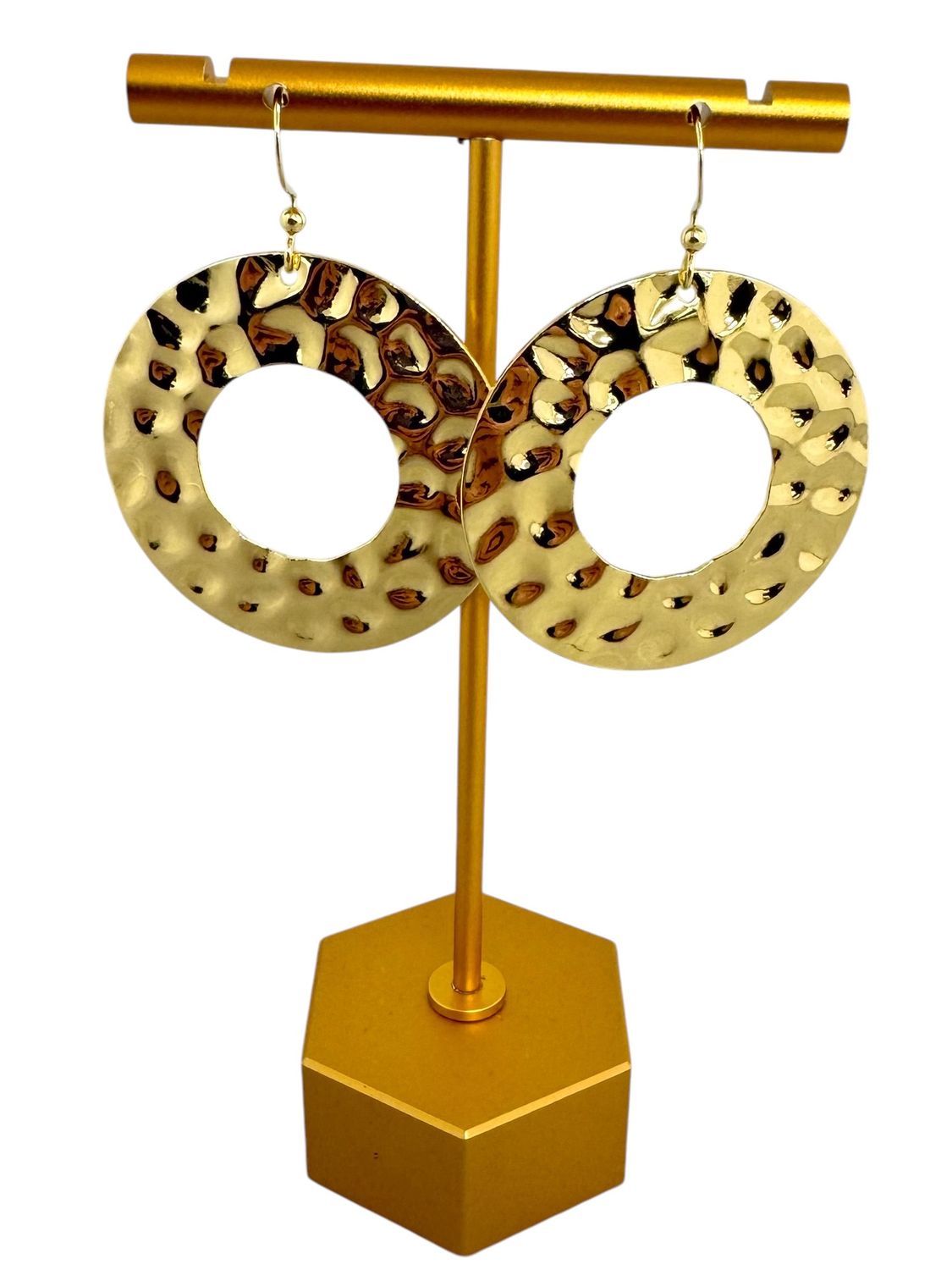 Hammered Gold Circle Earrings