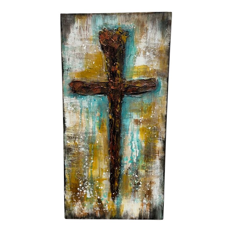 Textured Cross Painting on Wood 3-11-25