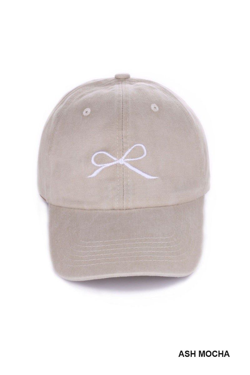 Bow Embroidered Cap, color: Ash Mocha