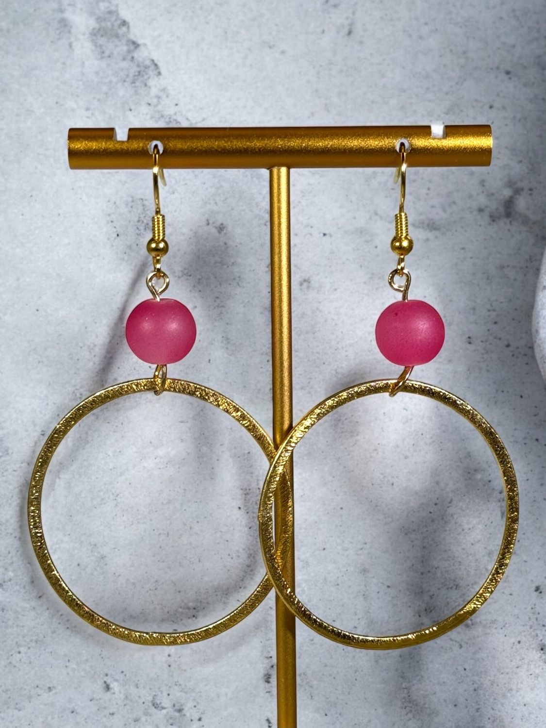 Kiki Bead Accent w/Gold Hoop earrings