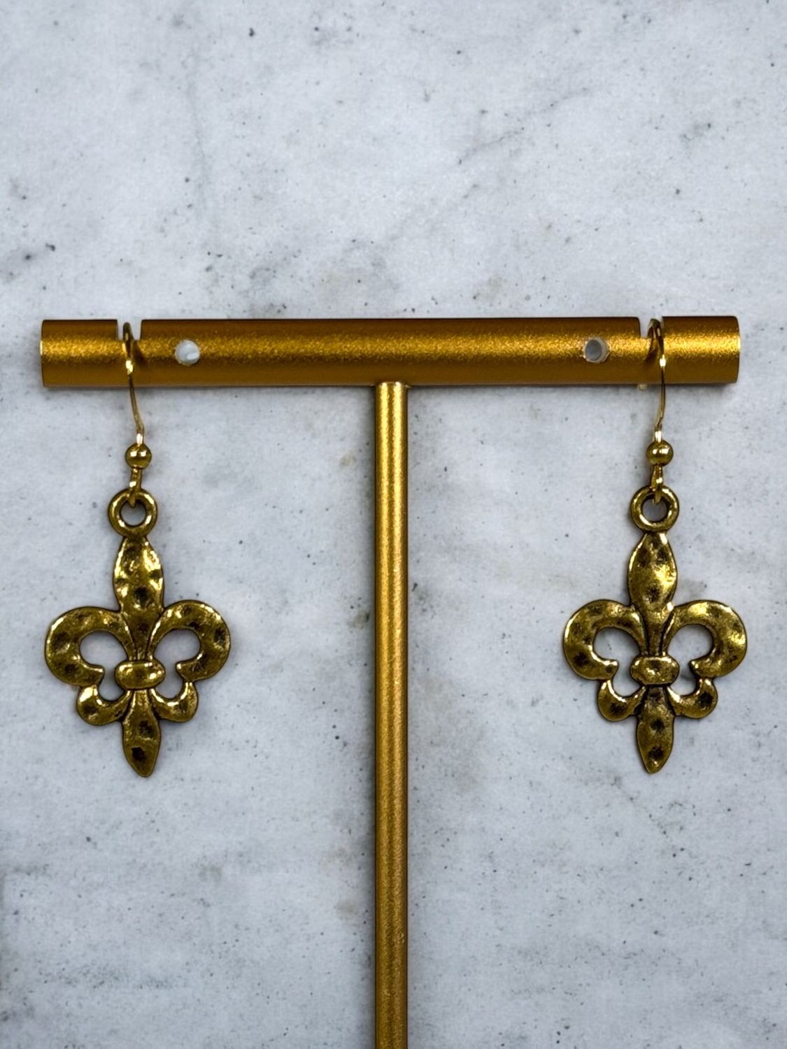 Hammered FDL Gold Earrings