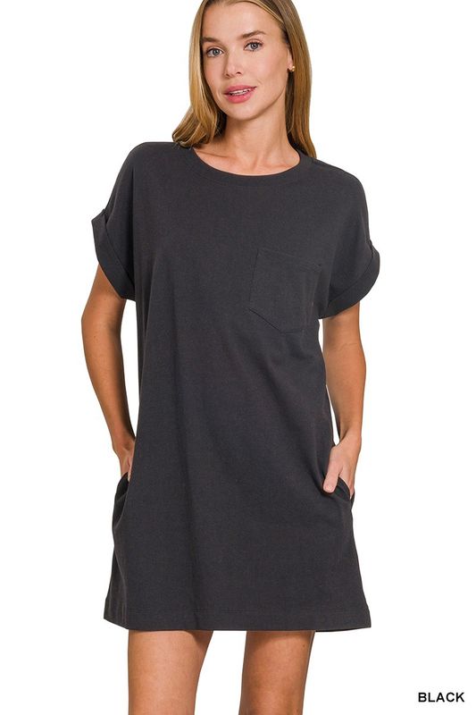 Cotton T-shirt Dress w/Pockets