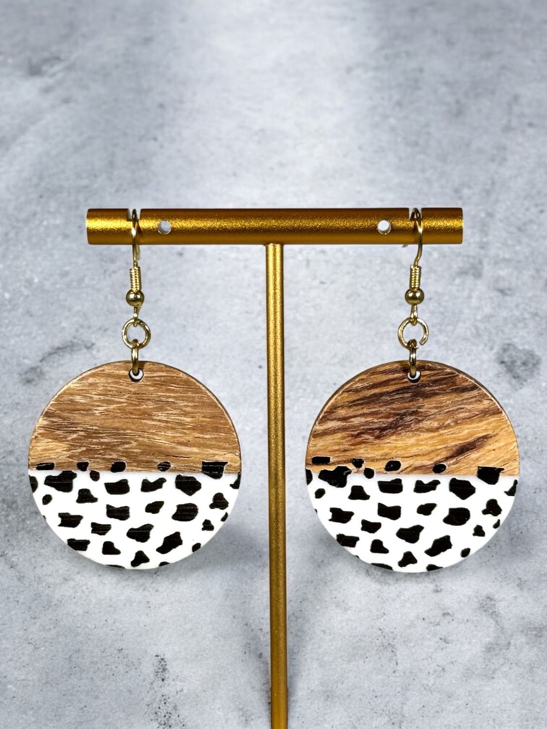 Leopard/Wood Earrings