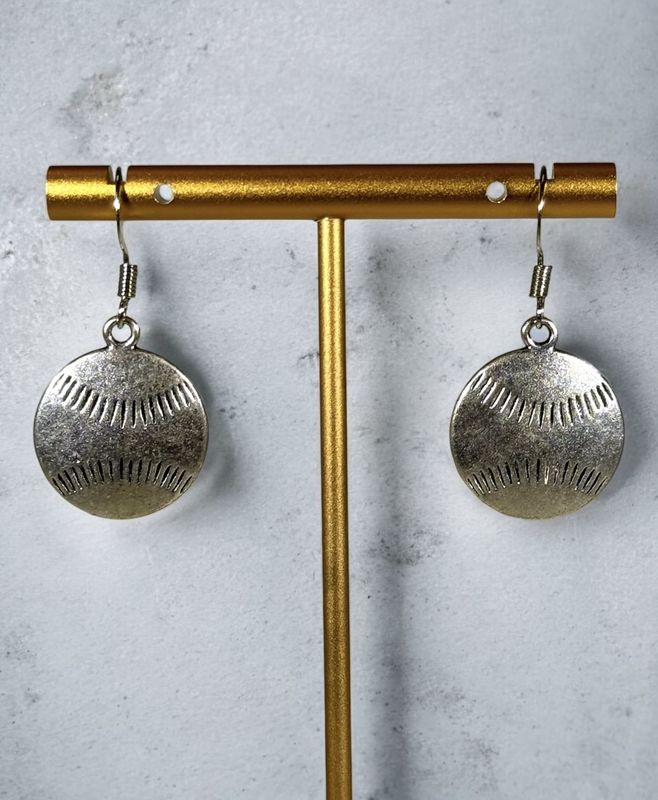 Silver Baseball Earrings