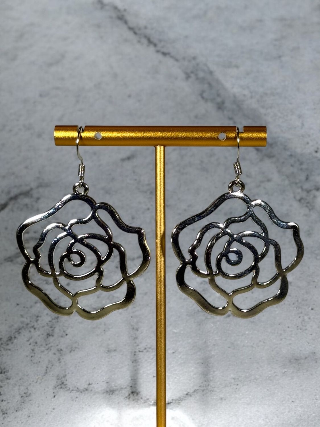 Silver Rose Earrings