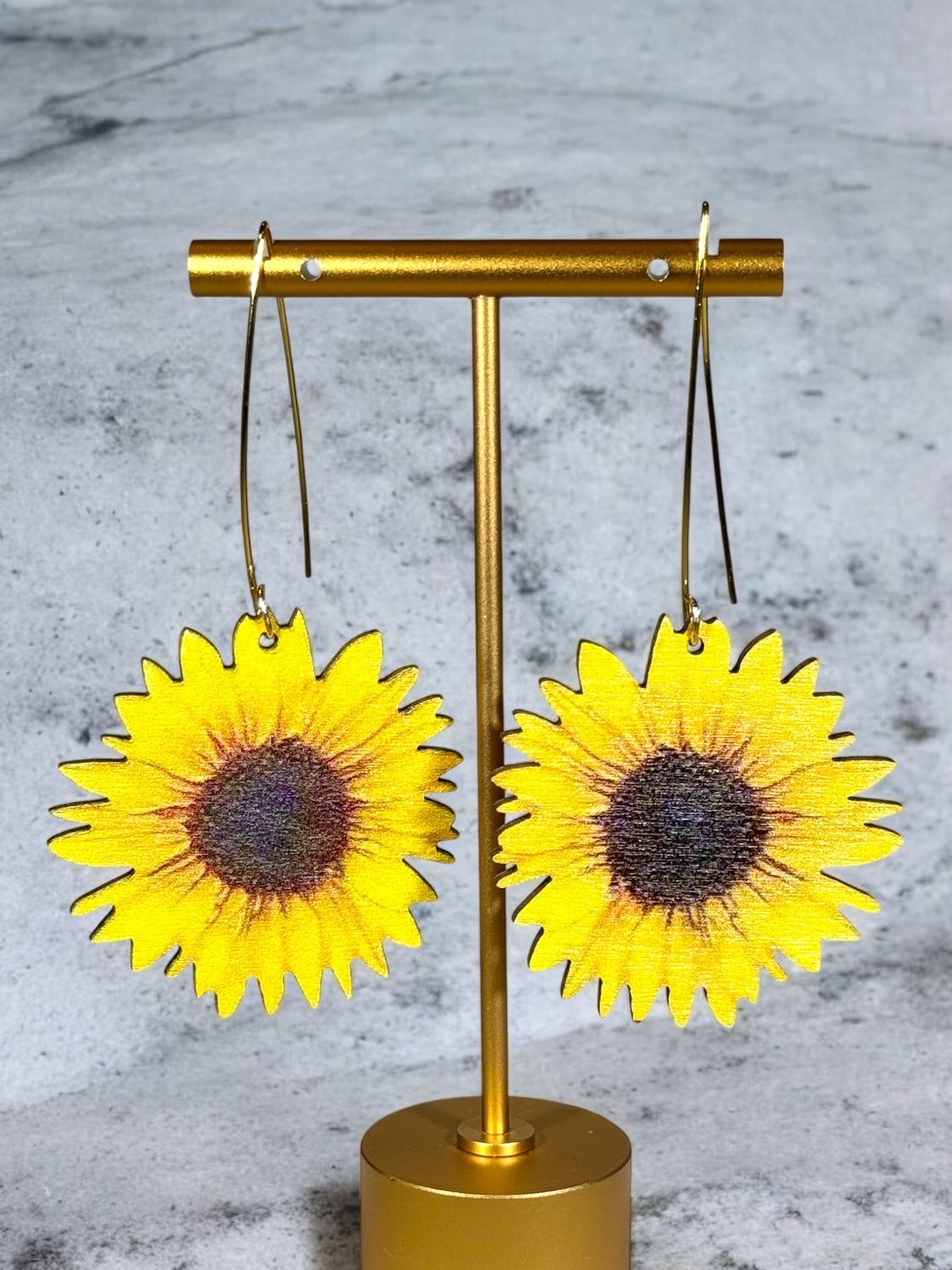 Lrg Dangle Sunflower Earrings