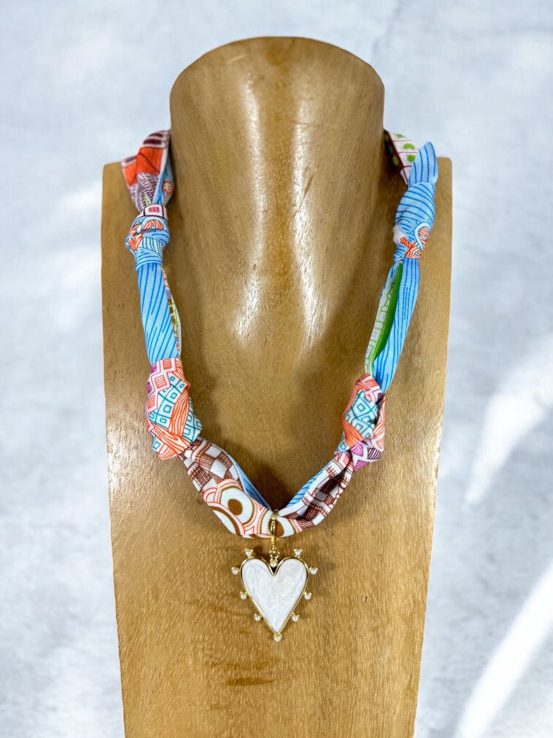 Scarf Necklaces, Style: Blue Scarf w/Barry Heart