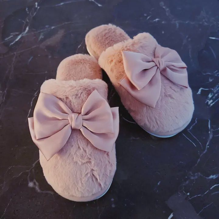 Satin  Bow Fur Slippers