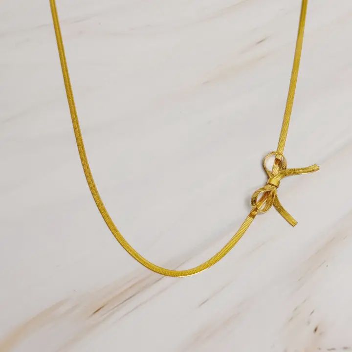 Herringbone Chain Bow Necklace