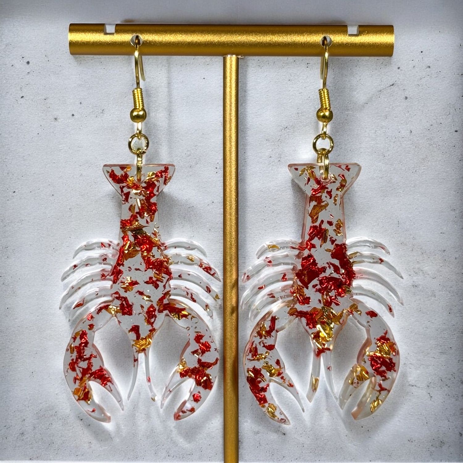 Crawfish Acrylic Earrings, color: Confettie
