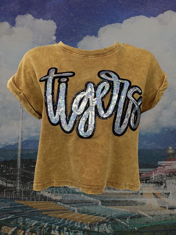 Sequined Tigers Cropped Tee