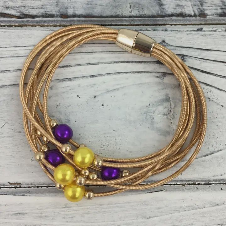 Purple/Gold Guitar String Bracelet