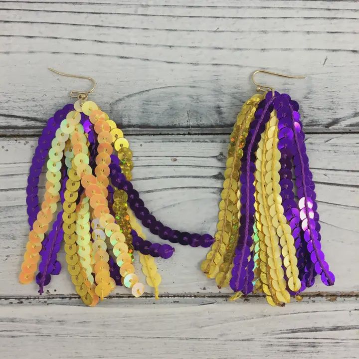 Purple/Gold Tassel Earrings