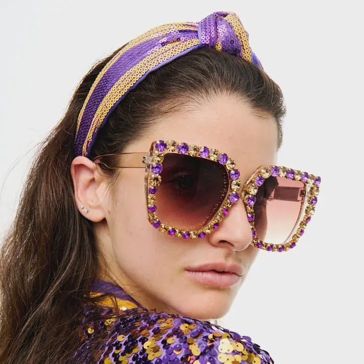 Purple &amp; Gold Stone Sunglasses