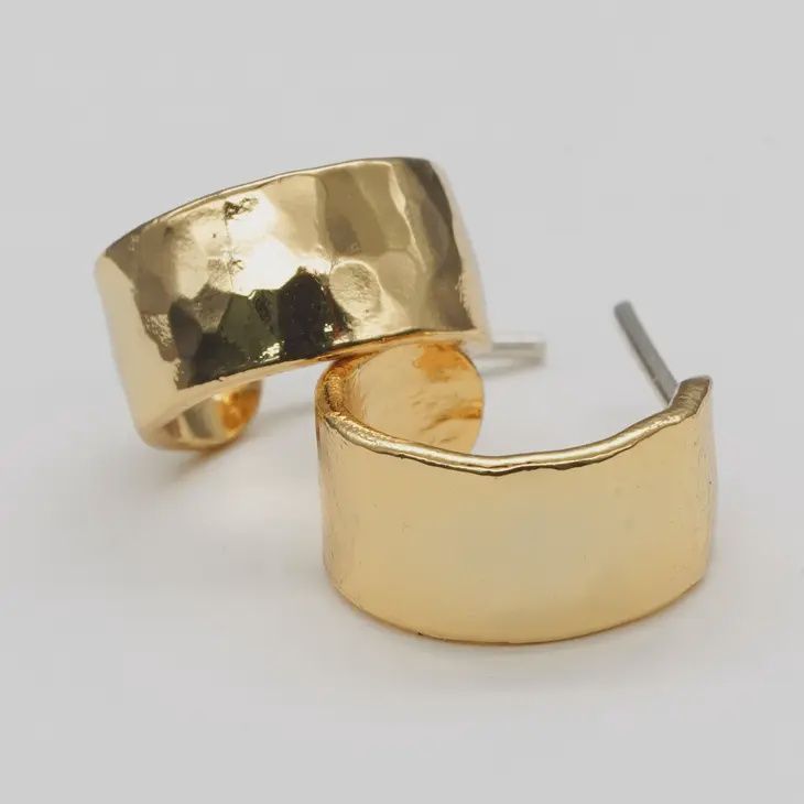 24K Gold Mini Hammered Hoops