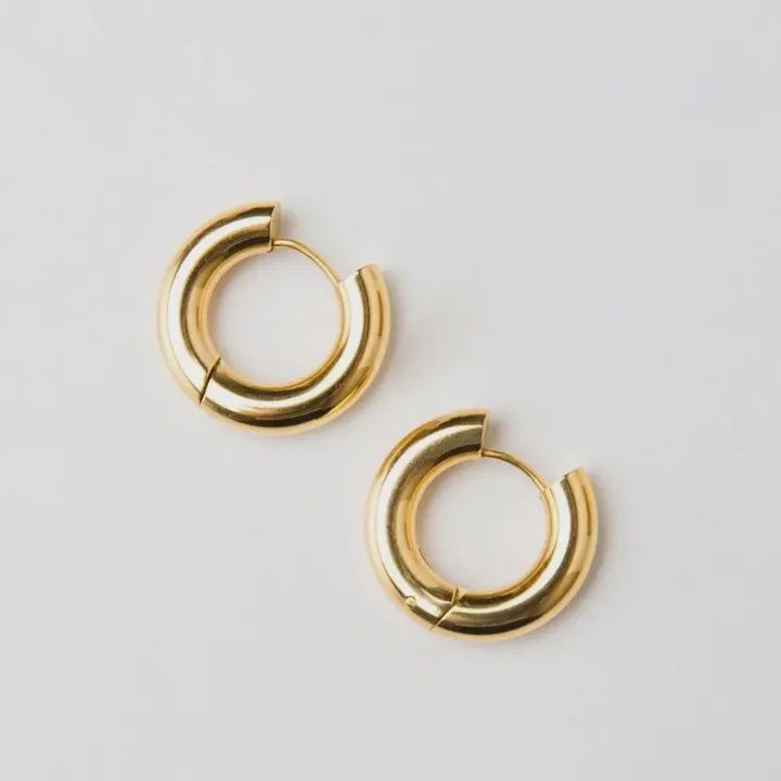 Waterproof 12mm Chunky Gold Hoops