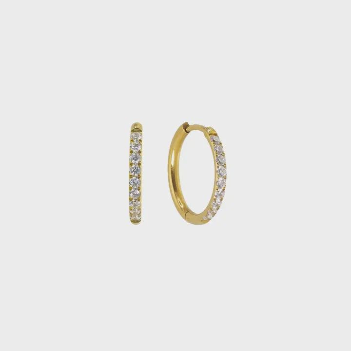 Waterproof Gold 18mm Diamond Hoops