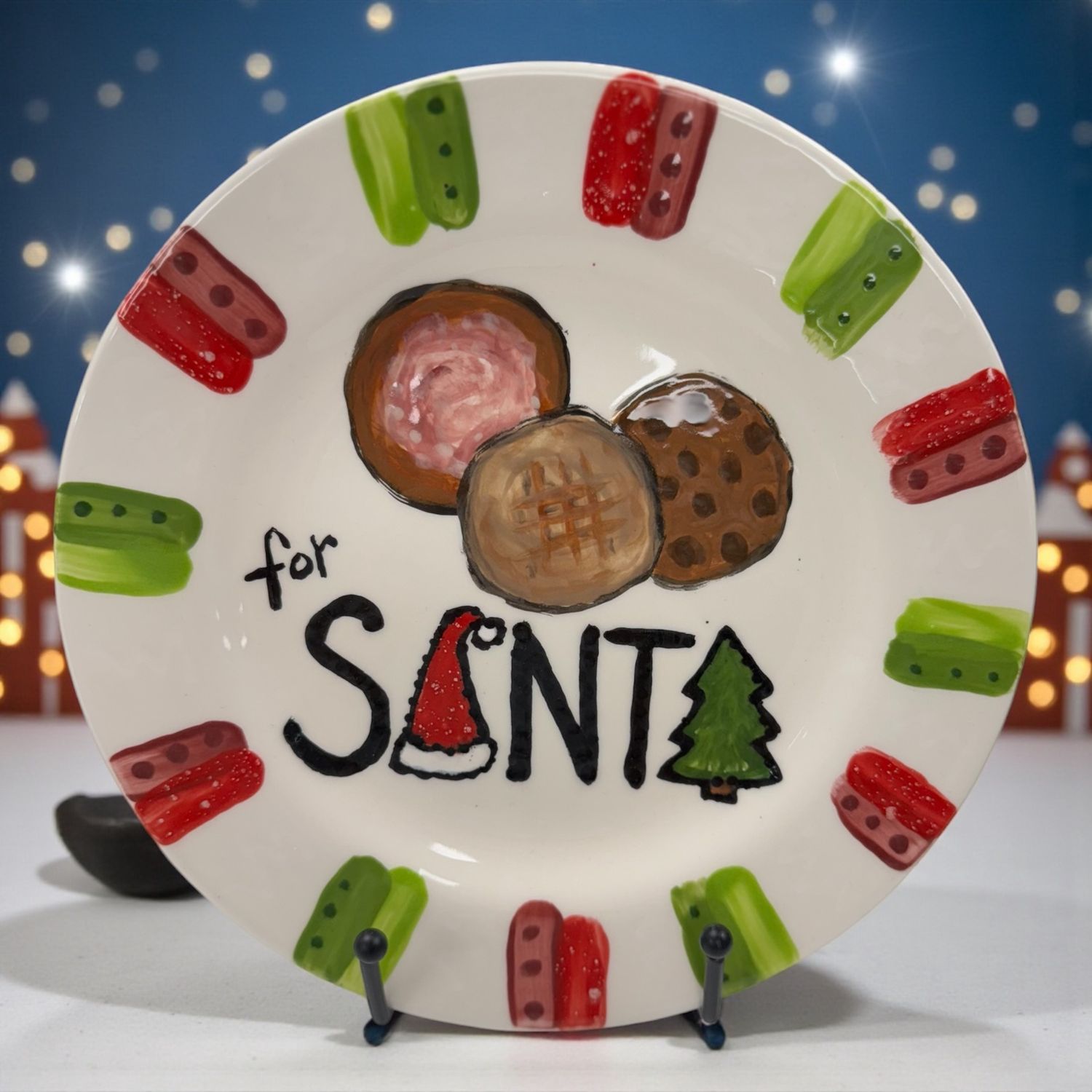 Small Santa&#39;s Ceramic Cookie Plate Party 12-1-25