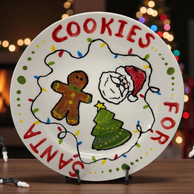 Large Santa&#39;s Ceramic Cookie Plate Party 12-1-25