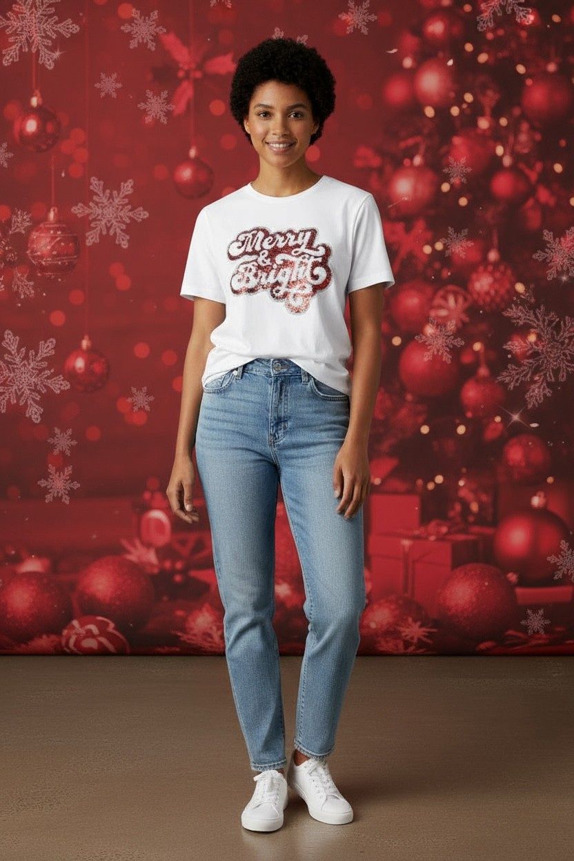Sequined Merry Christmas CC Tee
