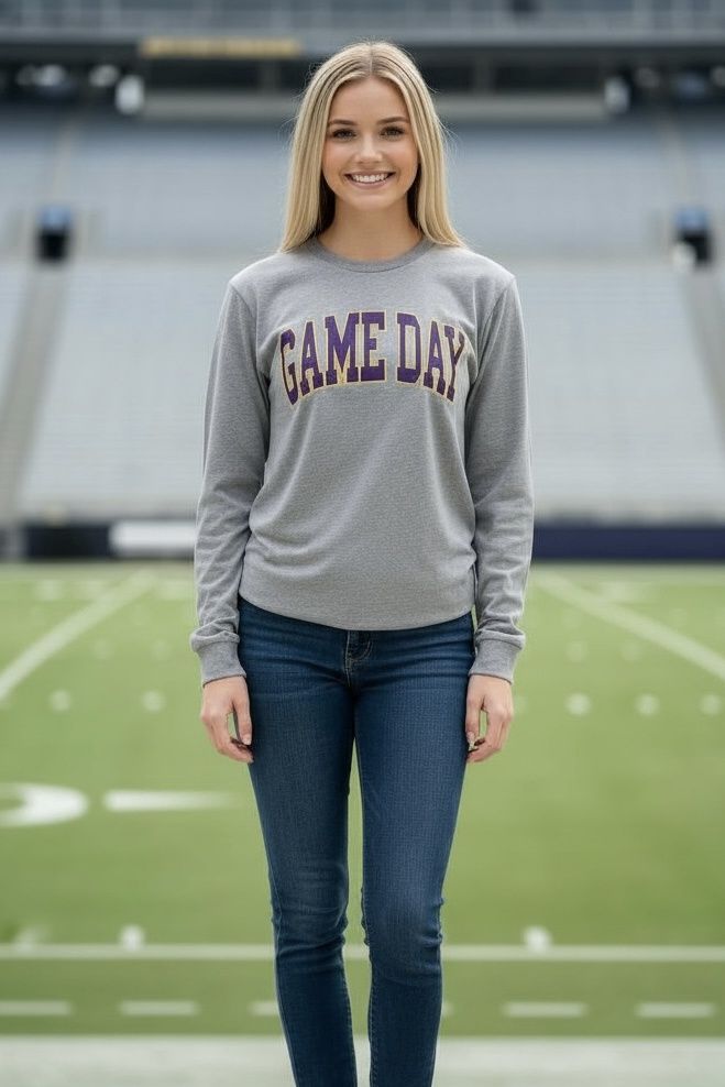 &quot;Game Day&quot; Purple/Gold LS Tee