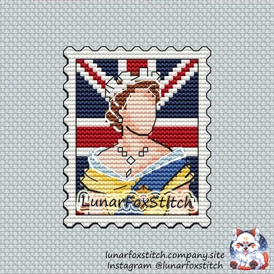 Queen Elizabeth II postage stamp cross stitch pattern