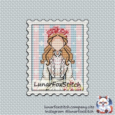 Pastel girl postage stamp cross stitch pattern