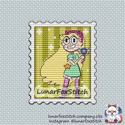 Princess postage stamp cross stitch pattern