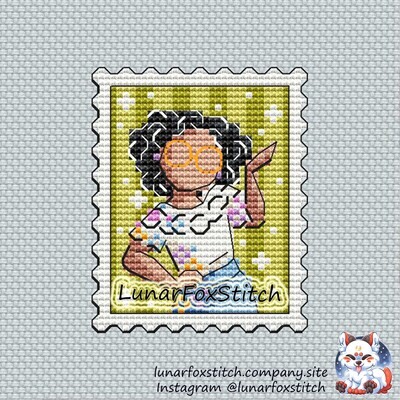 Magical girl postage stamp cross stitch pattern