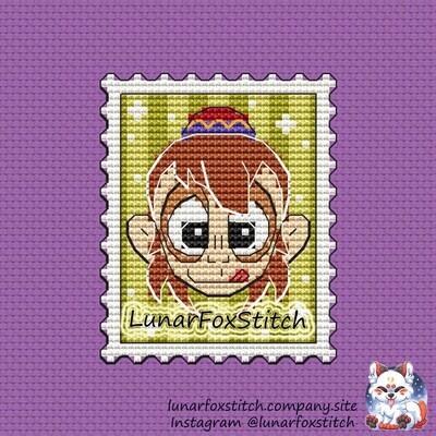 Monkey postage stamp cross stitch pattern