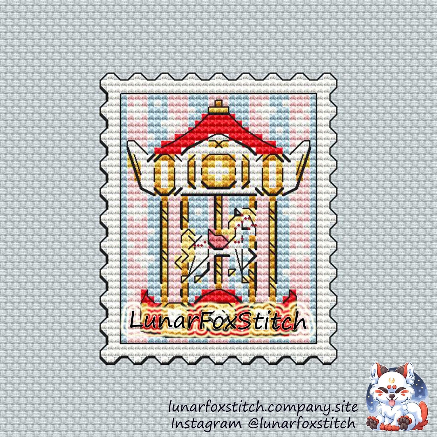 Carousel horse postage stamp cross stitch pattern