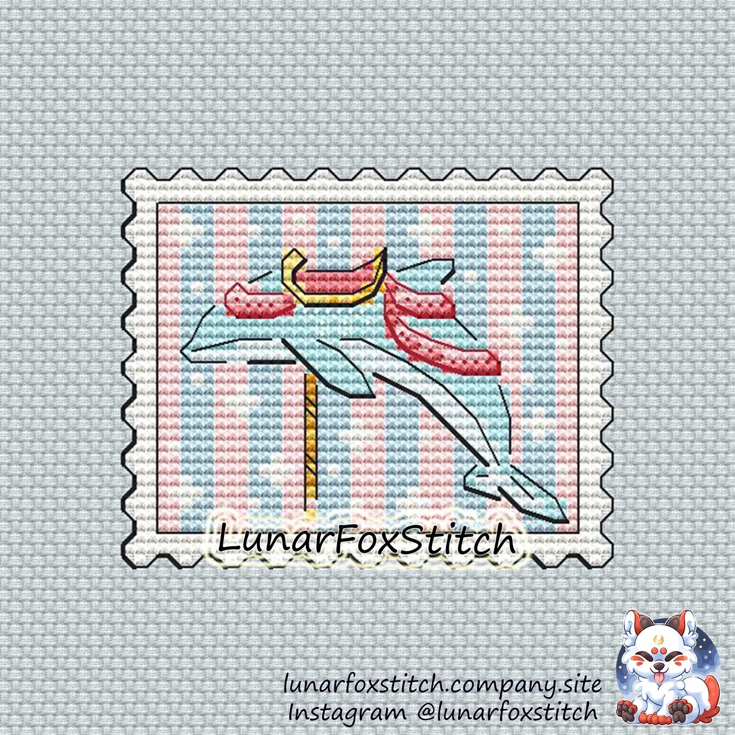Dolphin carousel postage stamp cross stitch pattern