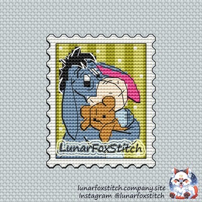 Cute donkey postage stamp cross stitch pattern